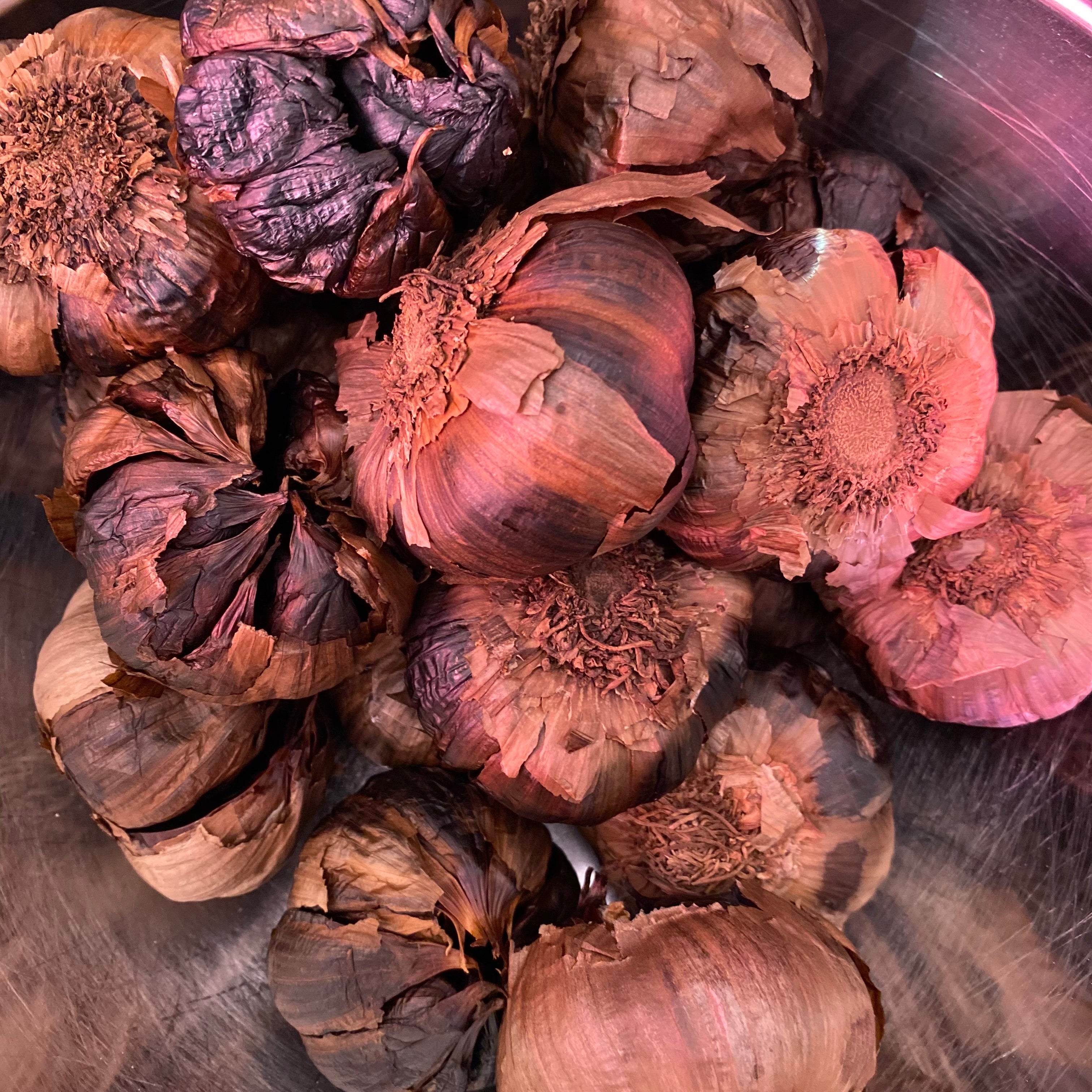 Black garlic bulbs
